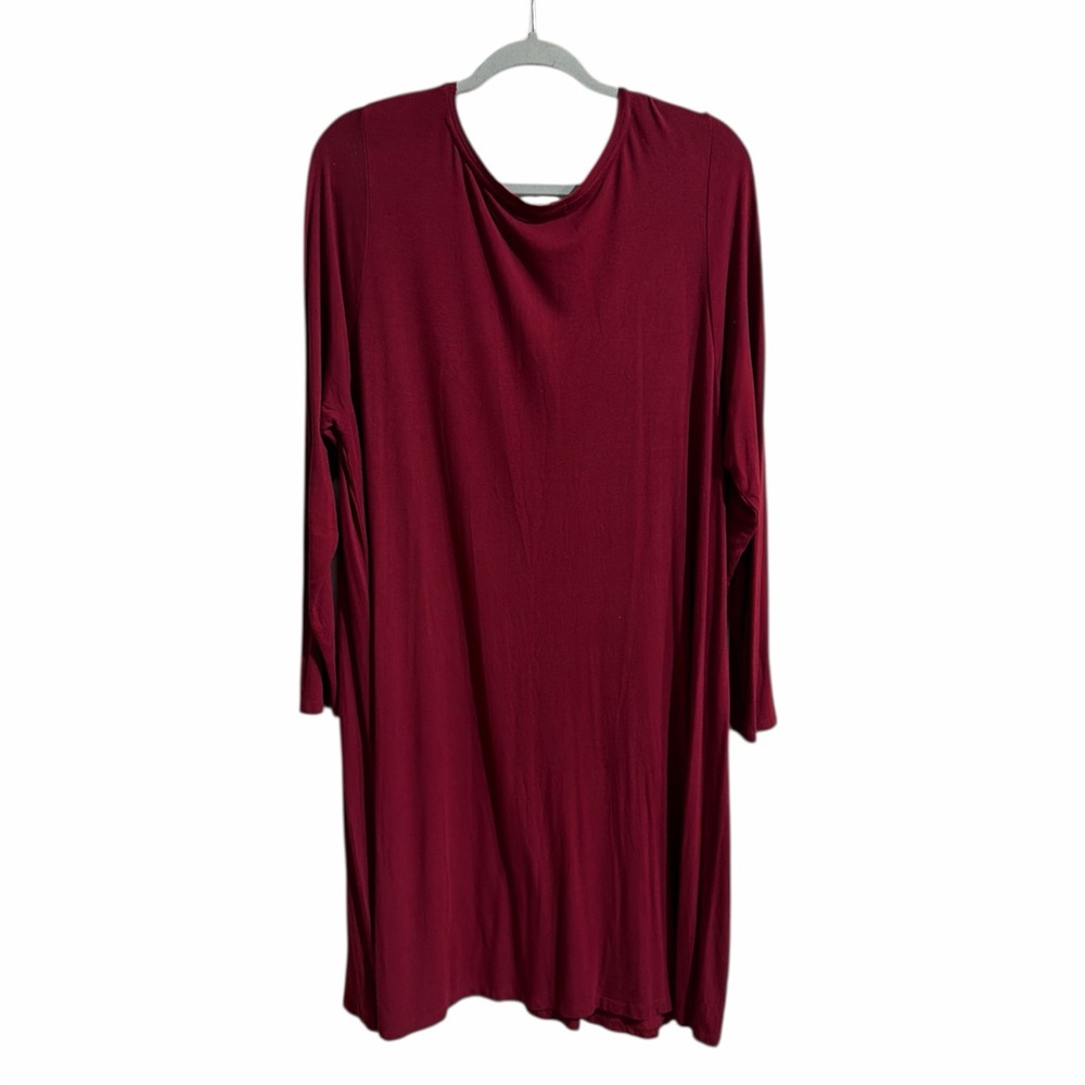 Ellos Deep Red Burgundy Garment Women Sz Large Crewneck Shaft Relaxed Dress‎ - Picture 2 of 7